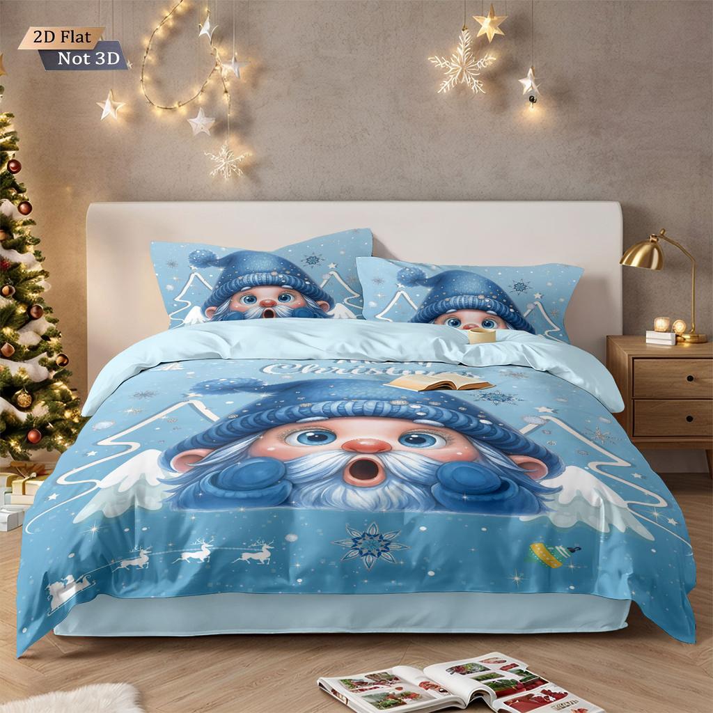 3pcs Christmas cartoon goblin print coreless duvet set multi size bedroom dormitory bedding holiday decoration machine washable