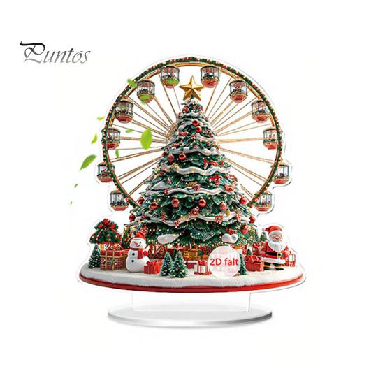 Christmas Tree Tabletop Decor 2D Acrylic Ferris Wheel Ornament for Holiday Tree, Festive Room Interior Decoration Display Board, Decoration,