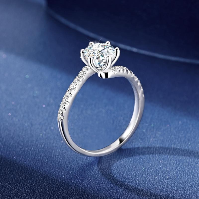 10CT Moissanite Ring for Women Engagement Wedding Band Copper Classic Eternity Sparkling Anniversary Ring Jewellery
