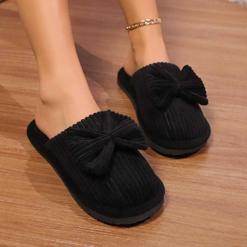 Fashion Women's Bow Slippers Fall Winter Indoor Bedroom Floor Lightweight and Comfortable&Soft Warm Slippers for Home