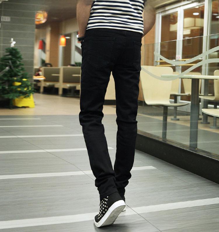 Men's Korean Style Trendy Slim Fit Elastic Jeans, Casual Spring & Autumn Pants