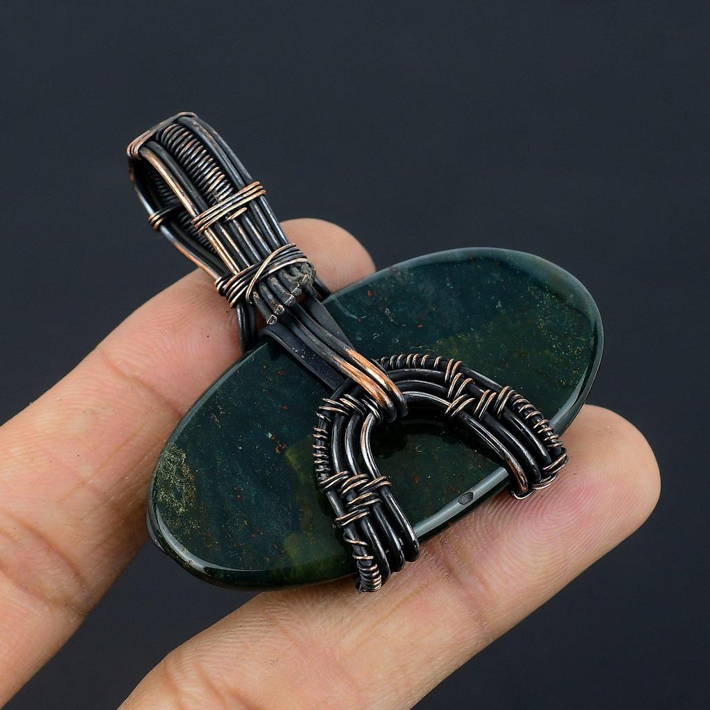 Bloodstone 999 Copper Wire Wrapped Pendant Handmade Gemstone Jewelry, Gifts For Wife Brand New Pendant