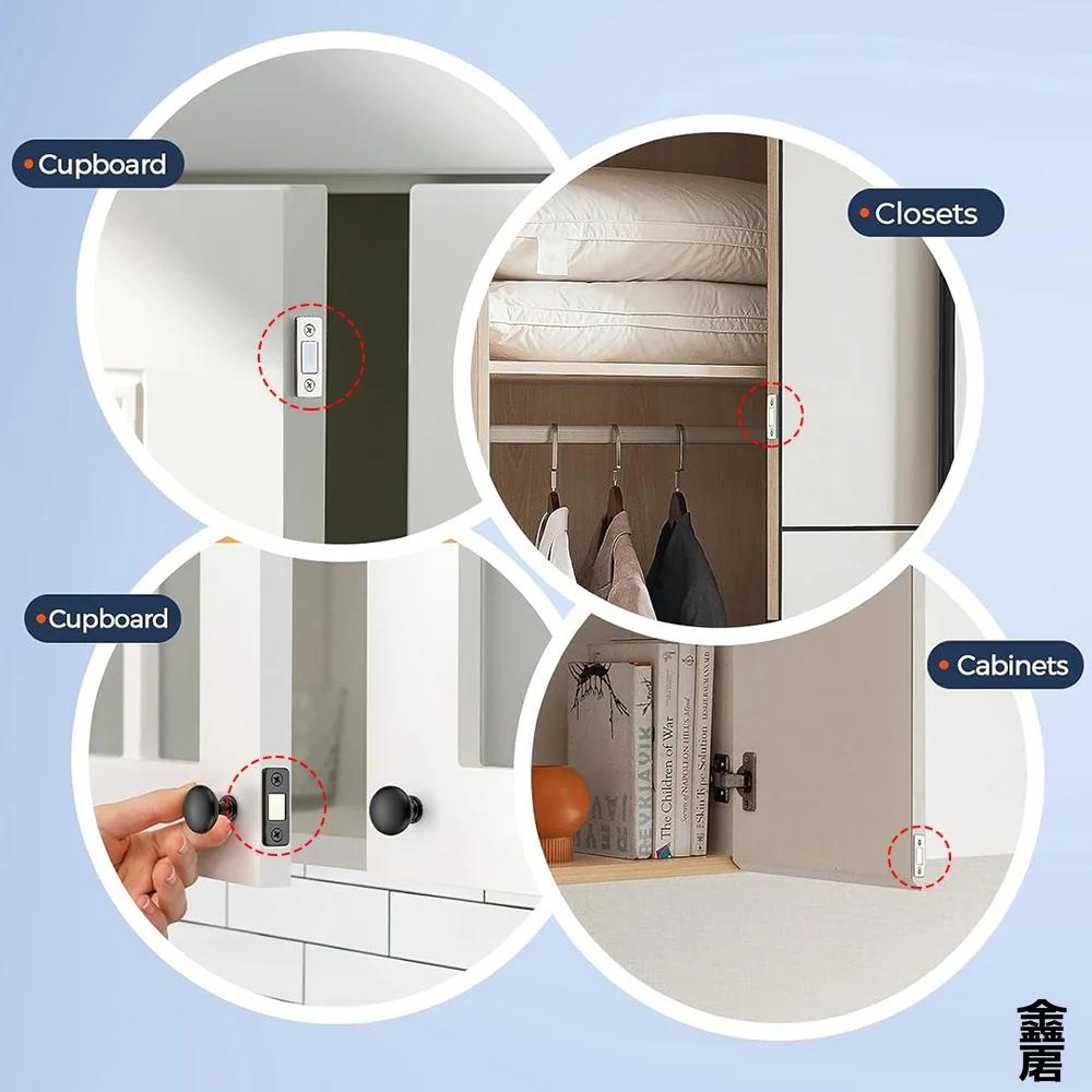 Magnetic Cabinet Catches Ultra Thin Door Strong Magnets Stopper Invisible Adhesive Drawer Magnet Lock for Kitchen Closet Closer