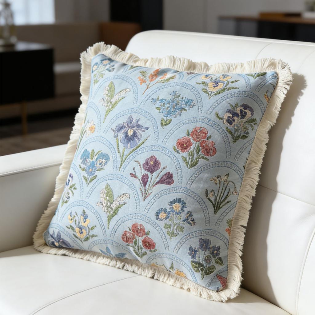Washable Square Modern Farmhouse Couch Sofa Living Room Outdoor Cushion Decorative Tassel Couch Throw Pillow Covers