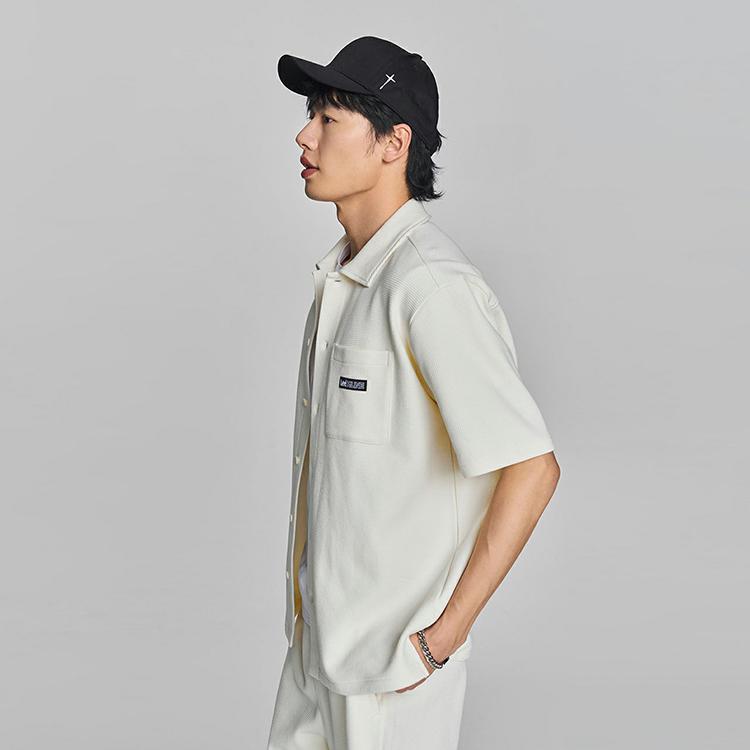 Comfortable Logo Woven Label Short Sleeve Casual Shirt Men shirts Off-White LMT008131204443A05173