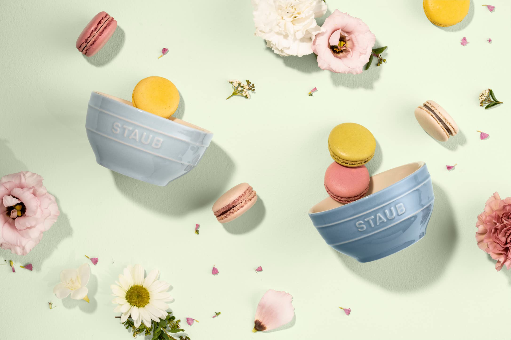 Staub Ceramic Bowls, 12cm, Macaron Blue, Set of 2, Microwave-Safe [Official Japanese Product] Ceramic Bowl Z1023-686