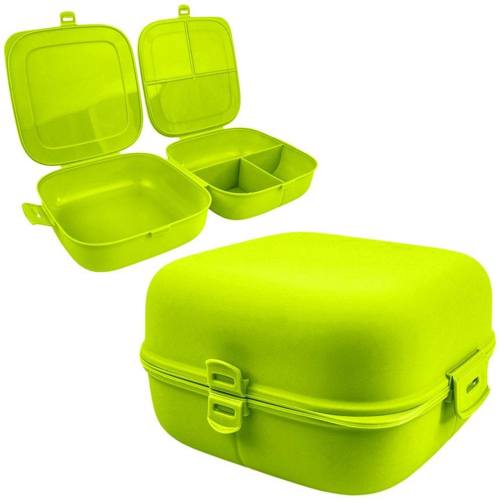 Green lunchbox, divided, 2 x 700 ml