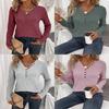 Elegant Long Sleeve Knitted T Shirt For Women With Splicing Details For Winter Casual Wear