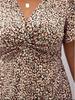 2025 European & American Summer Leopard Print Plus Size Women's Short Sleeve Dress