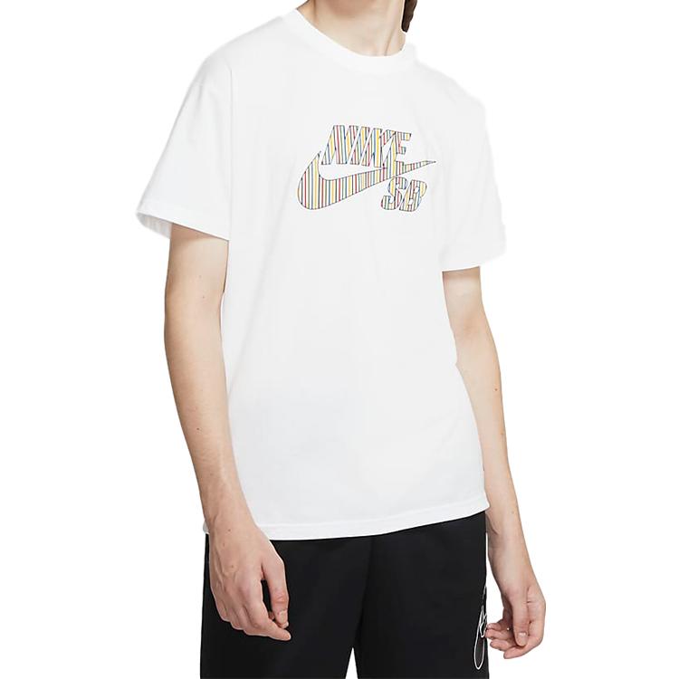 Nike SB Skateboard Bold Logo Athletic Short Sleeve T-Shirt Men Tops White CW1463-100