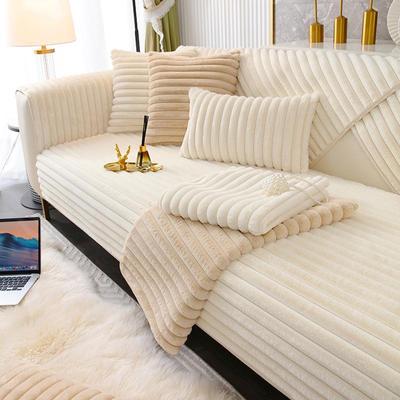 Thick Plush Striped Winter Sofa Cushion - Non-Slip, Soft, Imitation Rabbit Fur