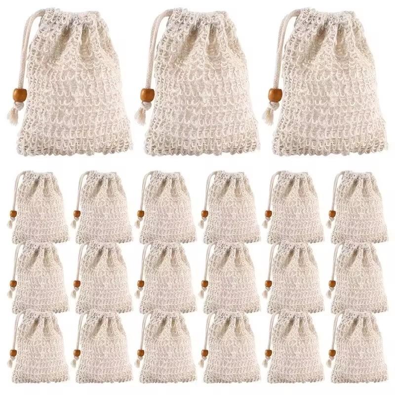 5-50Pcs Natural Sisal Soap Saver Bag Exfoliating Mesh Pouch Eco Friendly Zero Waste Sustainable for Shower Bath Travel Use