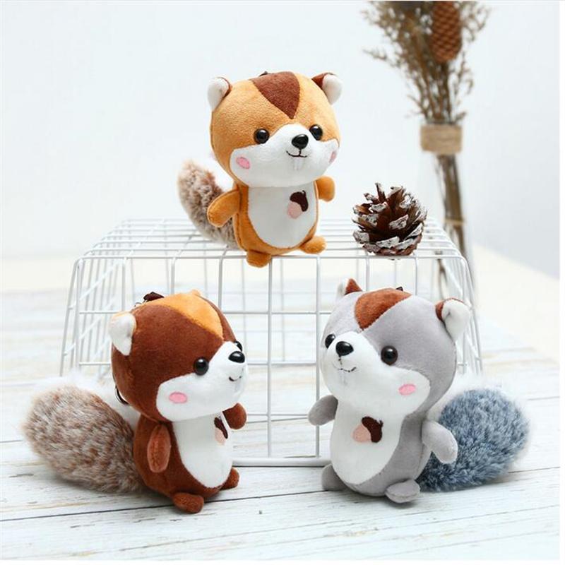 11CM Little Squirrel  Plush Toys Pendant Version of Squirrel Stuffed Soft Toy Bag Ornaments
