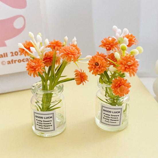 Mini Flower Vase Refrigerator Magnet with Fake Flower 3D Miniature Plants Vase Fridge Magnet Home Office Kitchen Decoration