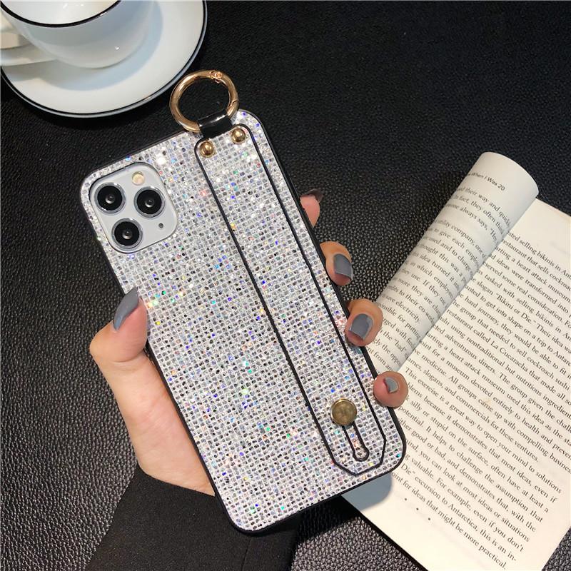 The Glitter Wristband Is Suitable For Apple 17Promax Hemming Iphone15 Mobile Phone Case 16 Protective Case Fashionable Women'S Models.