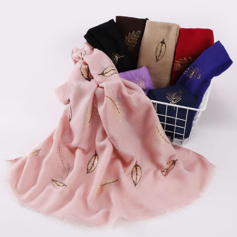 Ethnic Style Gold Foil Printed Scarf Soft Polyester Women S Fashion Scarf