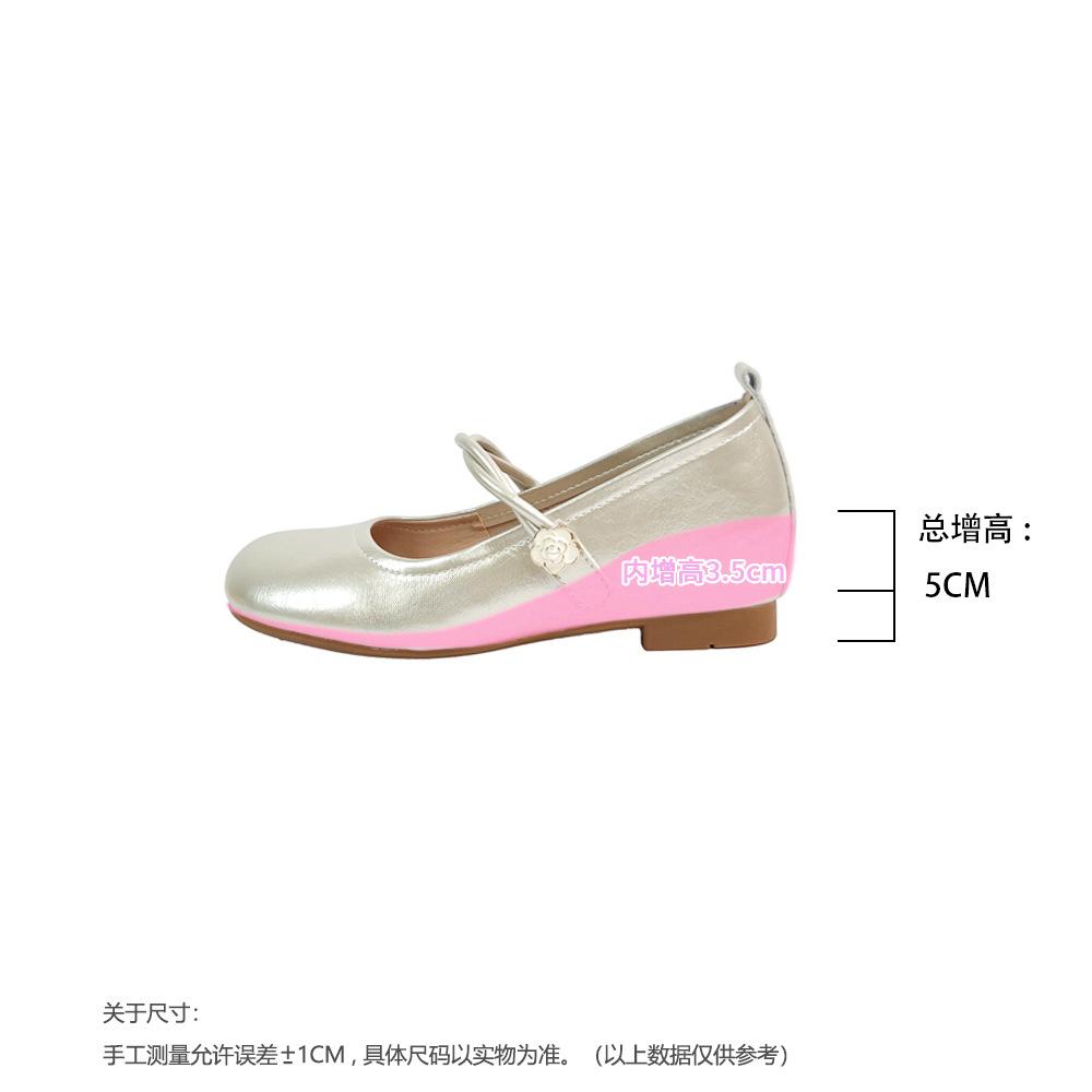 Inner height increase French light mouth Mary Jane shoes women's spring new silver high-end one-word with camellia single shoes
