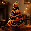 Zestaw Startowy Szydełkowania dla Początkujących, Zestaw Drzewko Halloweenowe, Rękodzieło z Przędzy DIY z Szydełkami i Instrukcją, Czarny Kot i Księżyc, Kreatywne Ręcznie Robione Akcesoria do Dziania