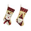 Christmas Stockings 18" Burlap Plaid Fireplace Hanging Stockings 3D Plush Santa Claus/Snowman/Reindeer Large Xmas Stockings for Holiday Party Decor