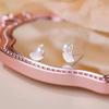Beixi Sterling Silver Ginkgo Leaf & Freshwater Pearl Stud Earrings for Women - French Retro Design.