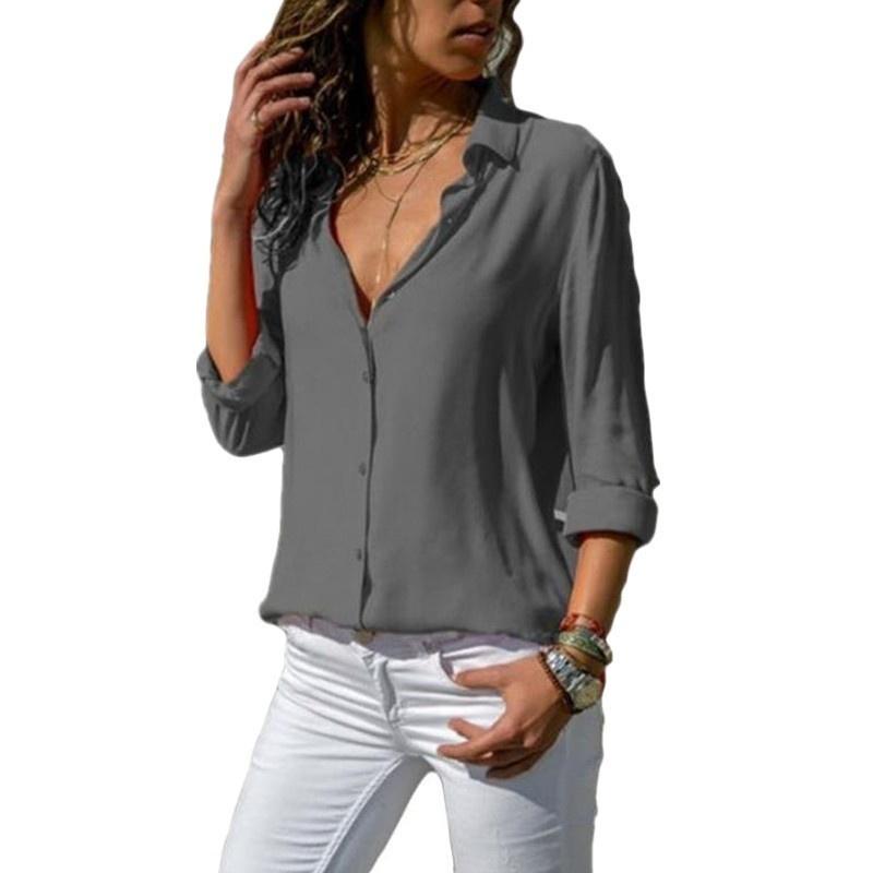 Lady Sexy Off Shoulder Long Sleeve Solid Color Loose Chiffon Top T-shirt Blouse