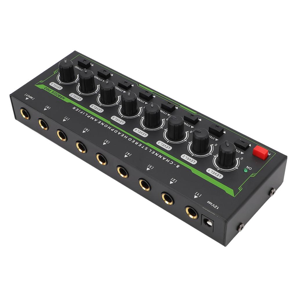 8 Channel Stereo Headphone Amplifier for Studio Home KTV Ear Player Support Stereo Mono Modes