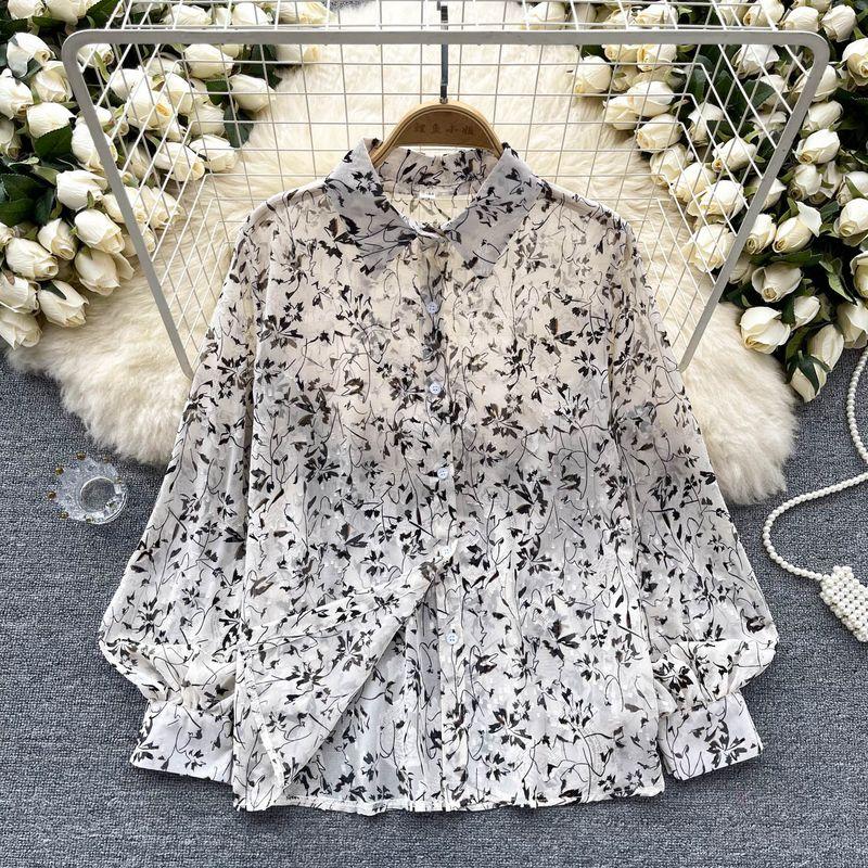 

Work Clothing All-Matching Shirt Women s 2024 Spring/Summer Thin Stylish Print Loose Make You Look Younger Fashionable Long Sleeves Shirt Tops Color 18 All yards