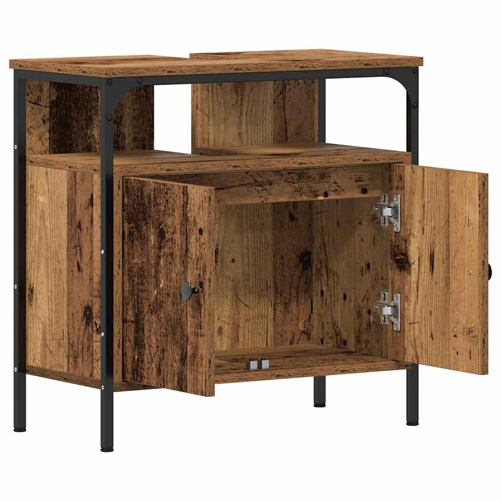 Washbasin Cabinet with Rustic Wood Look 60 X 30 X 60 Cm Engineered Wood