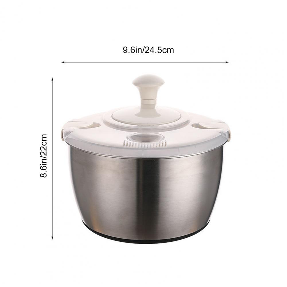 Centrifuga per Insalata Multifunzionale da 5L Acciaio Inossidabile Mixer per Insalata Disidratatore Con Coperchio a Cestello Filtrante Per Lattuga Verdure