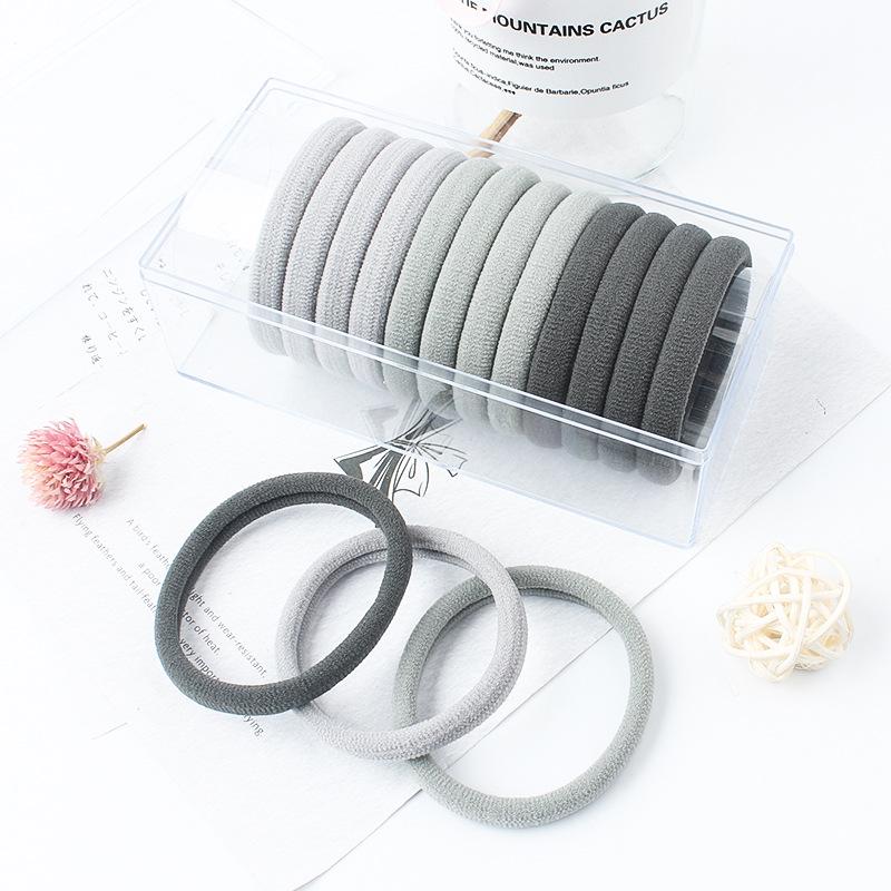 Korean Style Solid Color Hair Ties Set - Simple Flocked Ponytail Holders for Girls