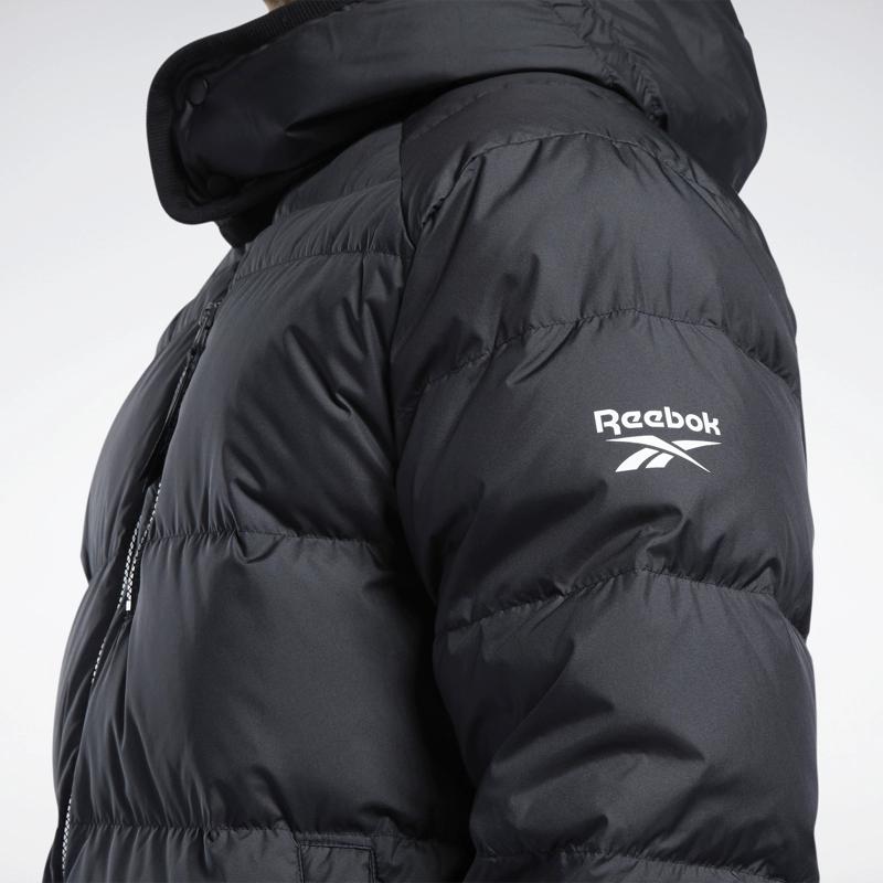 Reebok Down Jackets Men's Black Hooded Moderate Down Jacket GR8979