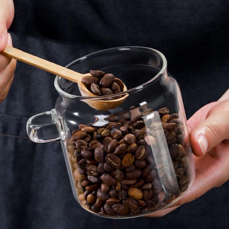 Shangqi Heat-Resistant Borosilicate Glass Storage Jars with Spoons, 600ml (Set of 2)