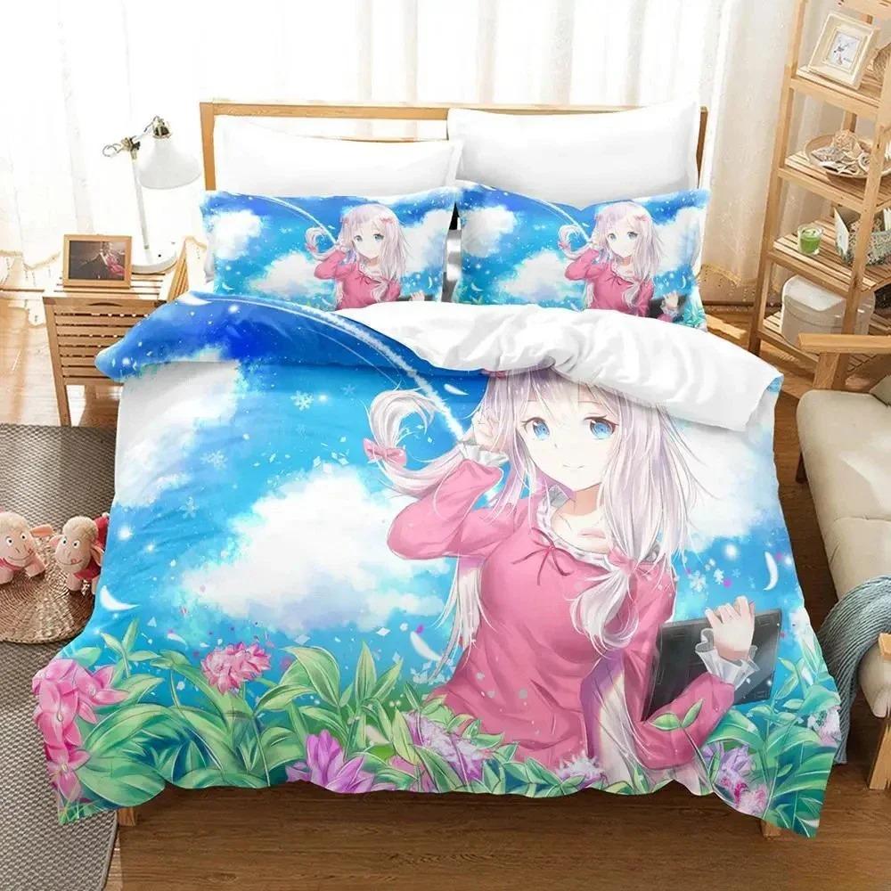 Home Living Luxury  Sagiri Izumi Bedding Set Cartoon Anime Three-piece Set Adult Kid Bedroom Duvet Cover Sets 3D Kawaii Girls