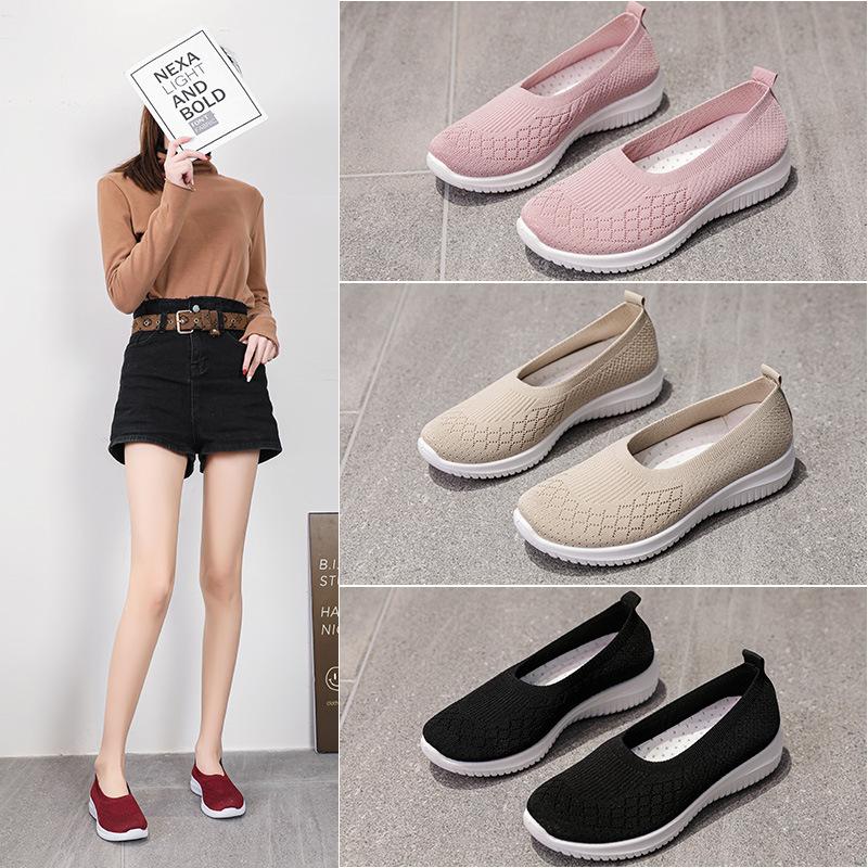 New Soft and Comfortable Low-heeled Casual Round-head Single Shoes Women's Spring and Summer Easy-to-match Casual Shoes Large-size Fly-woven Breathab
