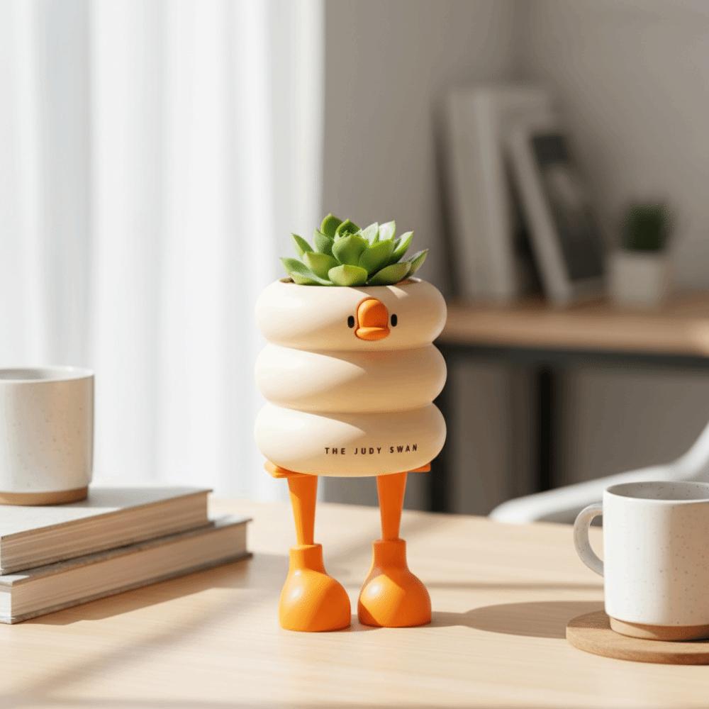 Large-capacity Duck-Shaped Desk Organizer Cartoon Design Storage Bucket  Desktop Decoration