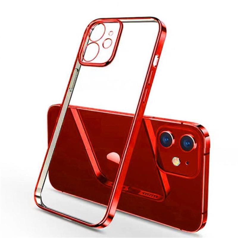 Luxury Plating Transparent Case For iPhone 11 12 13 14 Pro Max Square Frame Silicone X XR XS Max 8 7 Plus Clear Back Cover Case