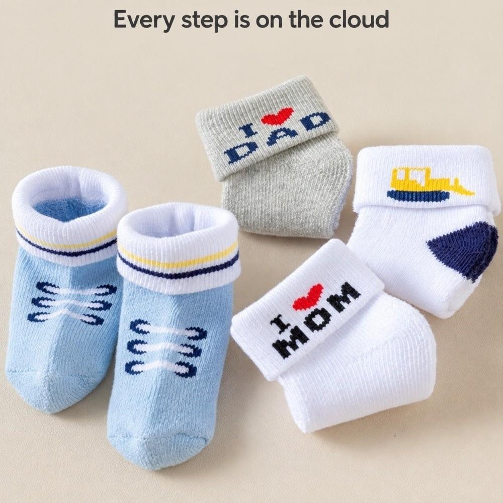 4 Pairs Soft Baby Socks Cotton Toddler Socks Gifts Infant Crew Socks Girls