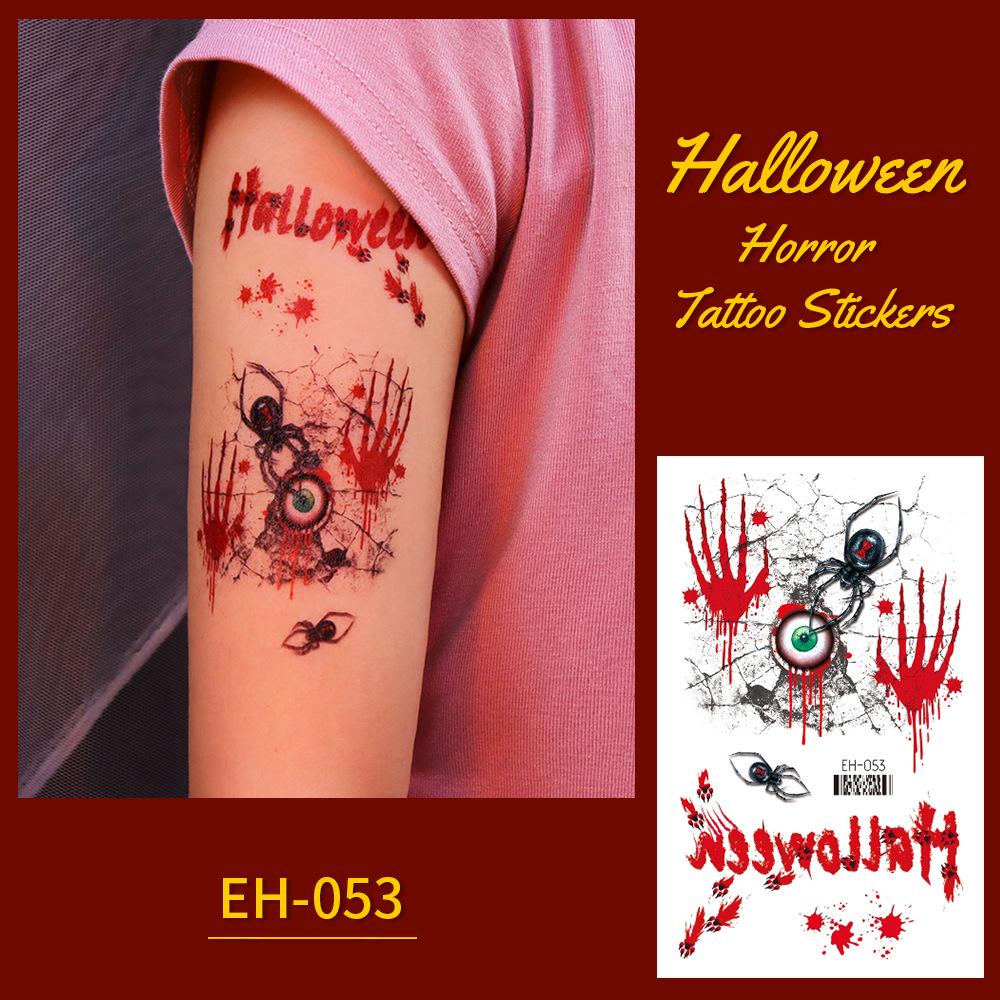 Wasserdichte Halloween-Grusel-Narben-Tattoo-Aufkleber mit Kreuzmuster für Gesicht und Arme