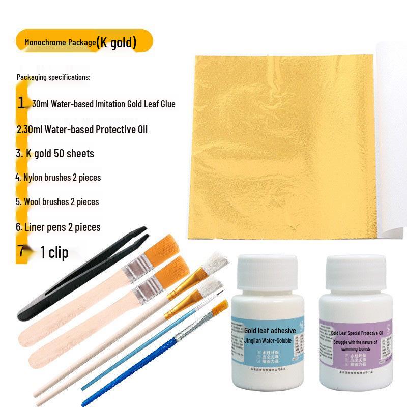 Beginner Gold Leaf DIY Kit: Gilded Foil Tools, Buddha Statue Art, Paper & Glue Set
