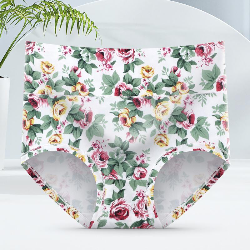 Damen High-Waist bedruckte Dreiecksslips mit Graphen antibakteriellem Baumwollzwickel - Sexy, atmungsaktive, Bauchkontroll-Unterwäsche