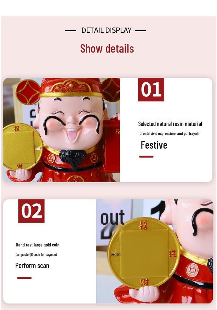 2025 God of Wealth Resin Buddha Statue: Cashier Desk Ornament for Attracting Prosperity