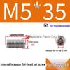 201 Stainless Steel Headless Set Screw - Flat End Socket Screw