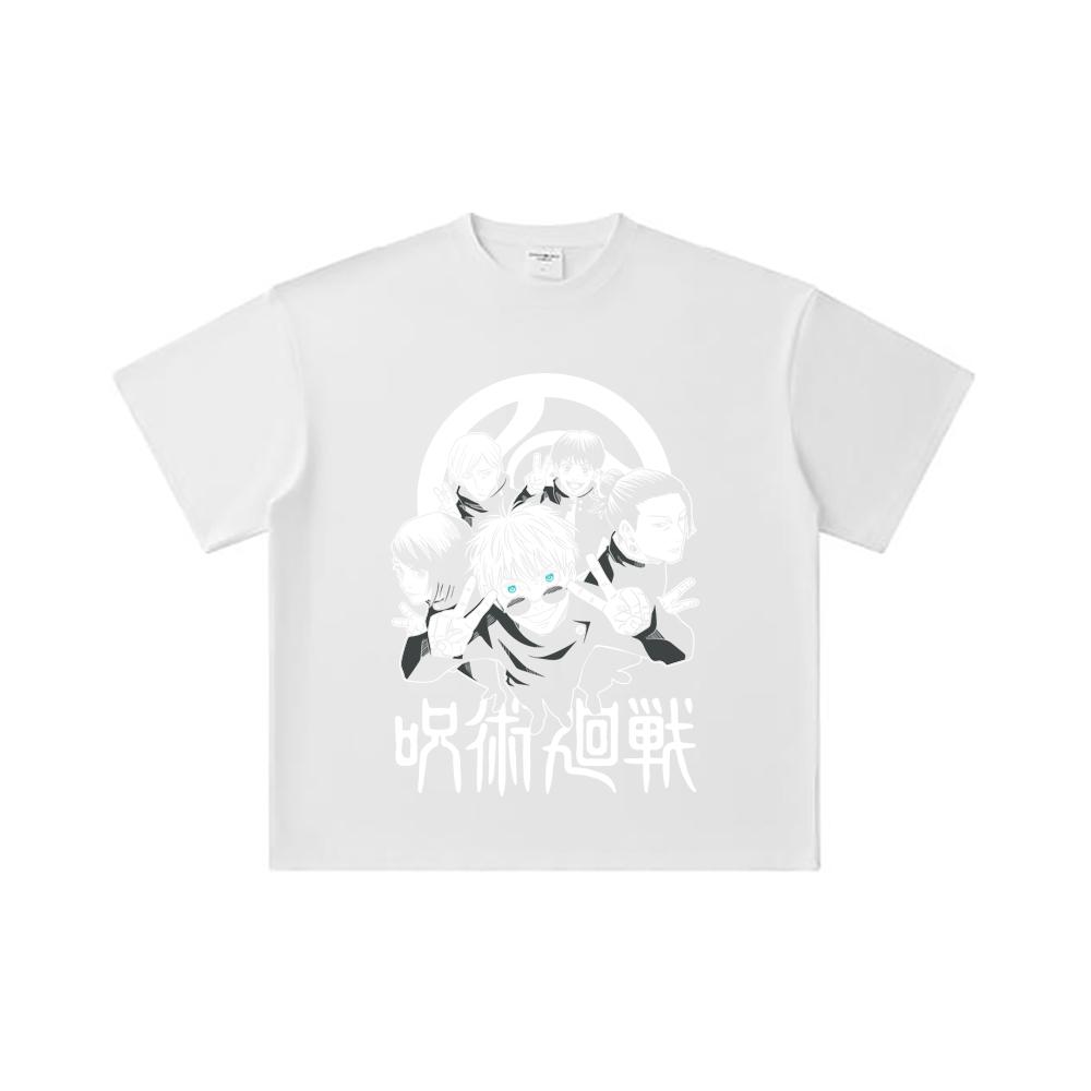 260 GSM Double Yarn 32 Count 100% Cotton Jujutsu Kaisen V30 Team Gojo Print Unisex Heavy Cotton T Shirt