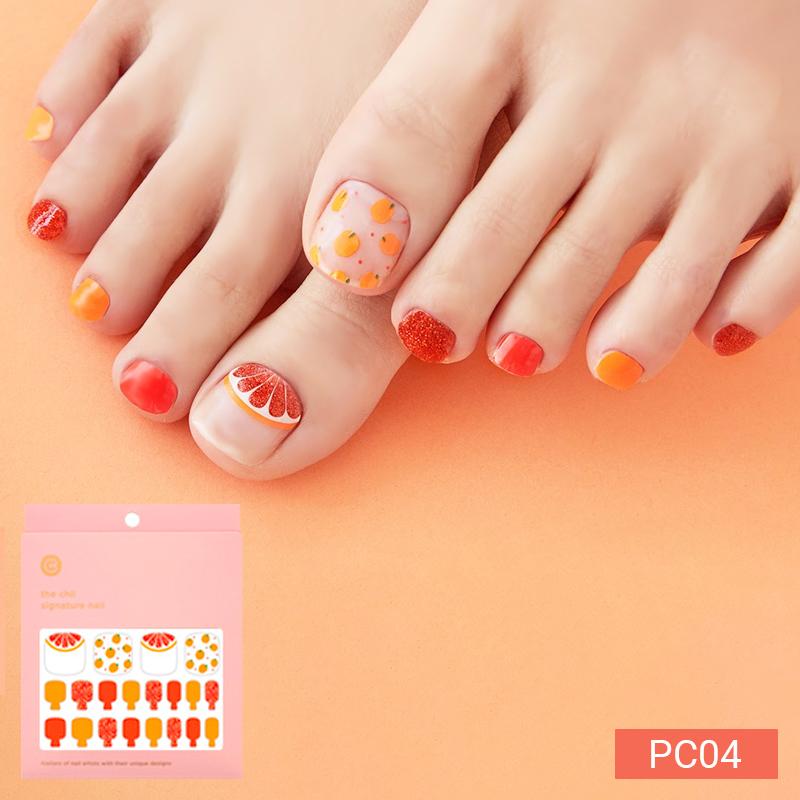 Party & Bold Pedicure Nail Stickers - 37 Self-Adhesive Tips, Vibrant Neon & Graphic Prints, Quick 5-Min Pedicure
