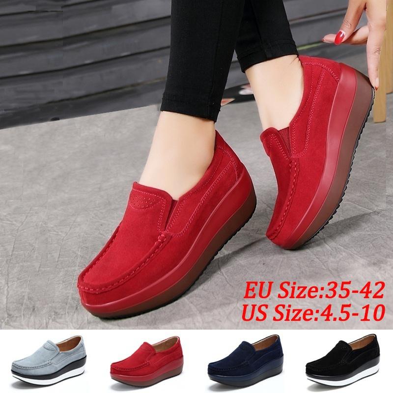 Zapatos batidos de mujer Zapatos de plataforma de cuero Slip-On Casual  Wedge Shoes Walking Sneakers 4 Colores Plus Size 35-42 comprar a buen  precio — entrega gratuita, reseñas reales con fotos — Joom