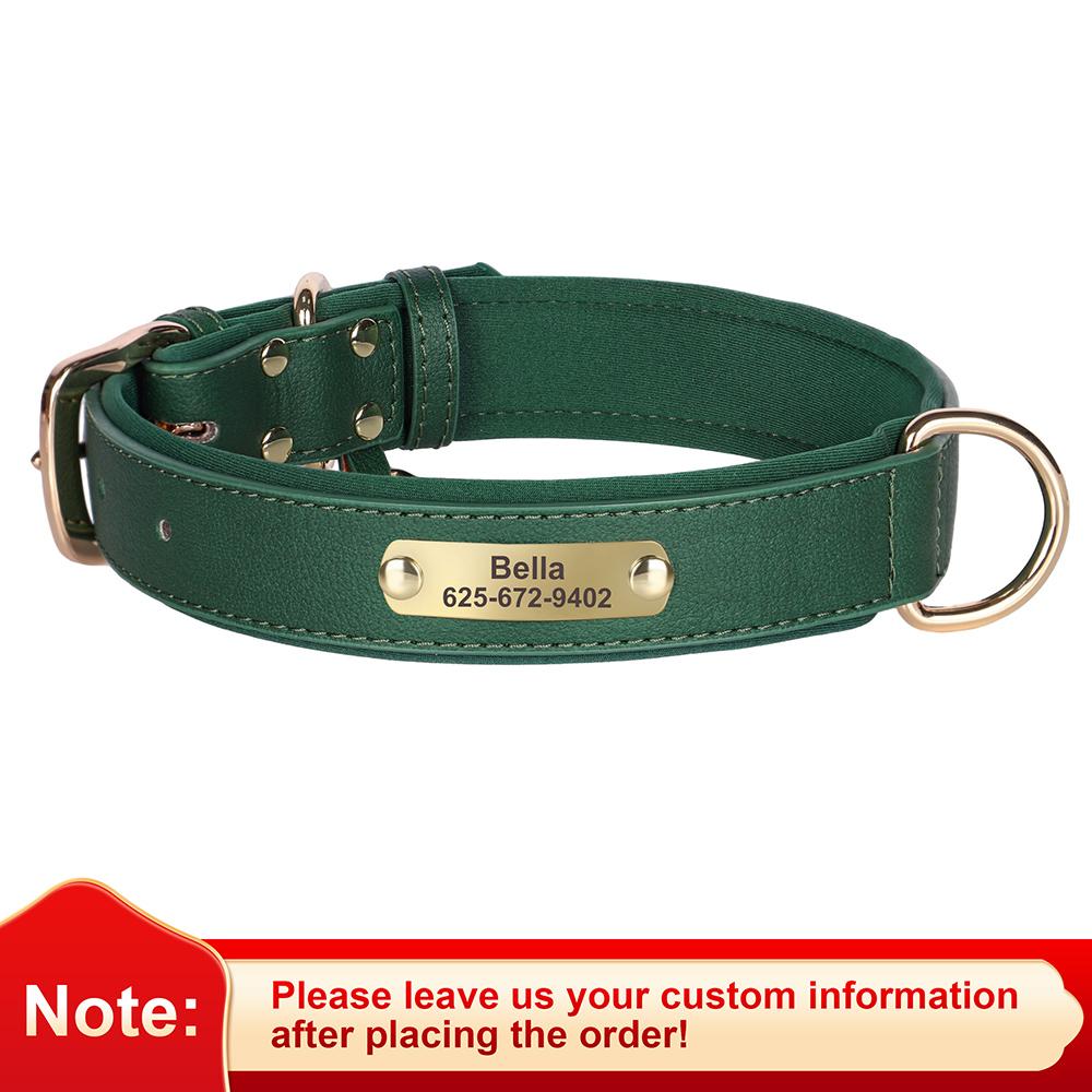 Personalized Dog Collar Soft Leather Dogs ID Tag Collars With Free Engraving Nameplate Anti-lost For Small Medium Dogs Pitbull