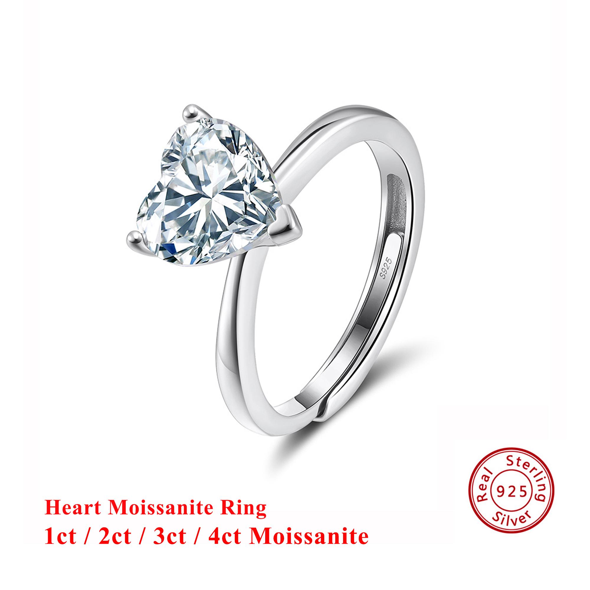 

Effie Queen 1-4ct Heart Cut Moissanite Diamond 100% 925 Sterling Silver Open Ring Casual Party Ideal Jewelry 2026 Trend MOR06 1ct-Moissanite серебряный
