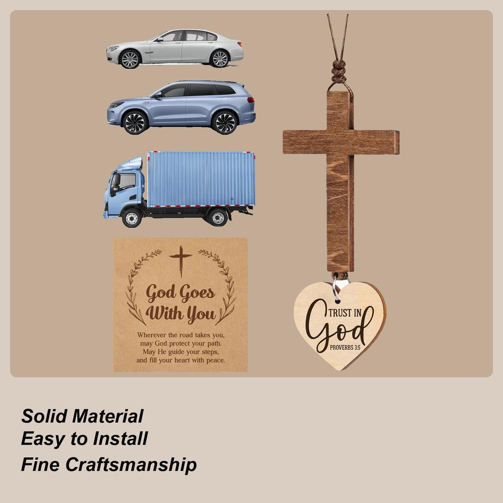Croce per Specchietto Retrovisore Ciondolo Versetto Biblico Cristiano Decorazioni Auto per Donne Uomini Guidatore Veicolo Camion SUV Interno