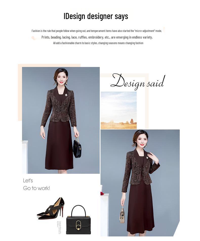 2026 Spring Slimming Temperament Dress: Mid-Length Two-Piece Style with Age-Reducing Print for Women