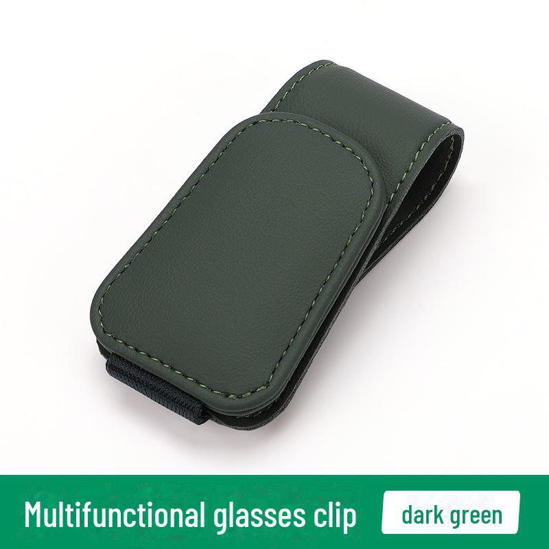 Cezhraničný multifunkčný kožený držiak na slnečné okuliare do auta